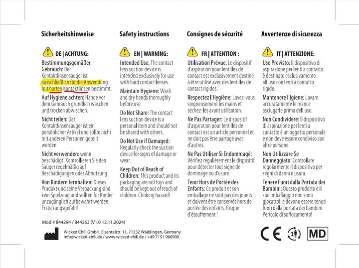 4X Contact Lens Remover, Sucker for Hard Contact Lenses, RGP and Ortho-K Lenses, Set of 4 Pcs Suckers, Lens Tool, Suction Holder (Only Suitable for Hard Contact Lenses), Multicolored