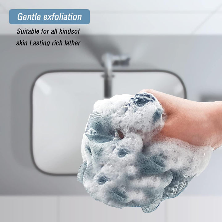 Loofah Shower Puff 3Pcs - Ultra Soft Mesh Bath Sponges for Adults Exfoliating, Scrubbing and Cleaning - Body Scrubbers for Use in Shower