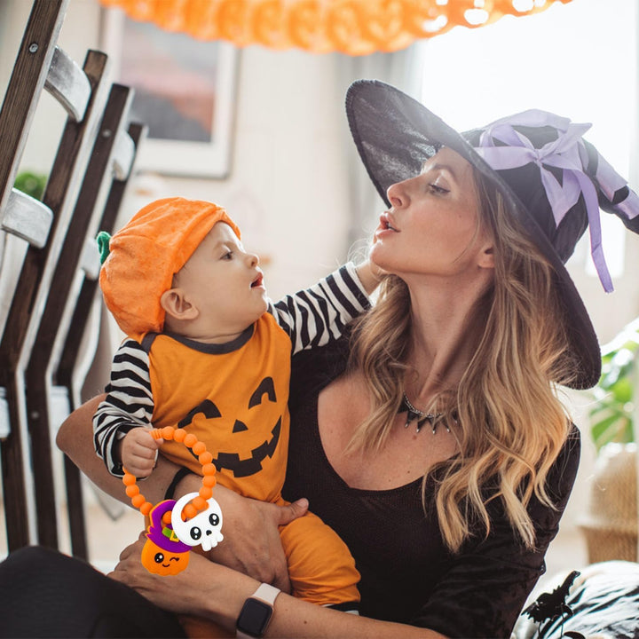 Pumpkin Teethers Cute Ghouls Ring Teethers Silicone Baby Teether,Girl or Boy Halloween Teethers,Nightmare before Halloween Gifts