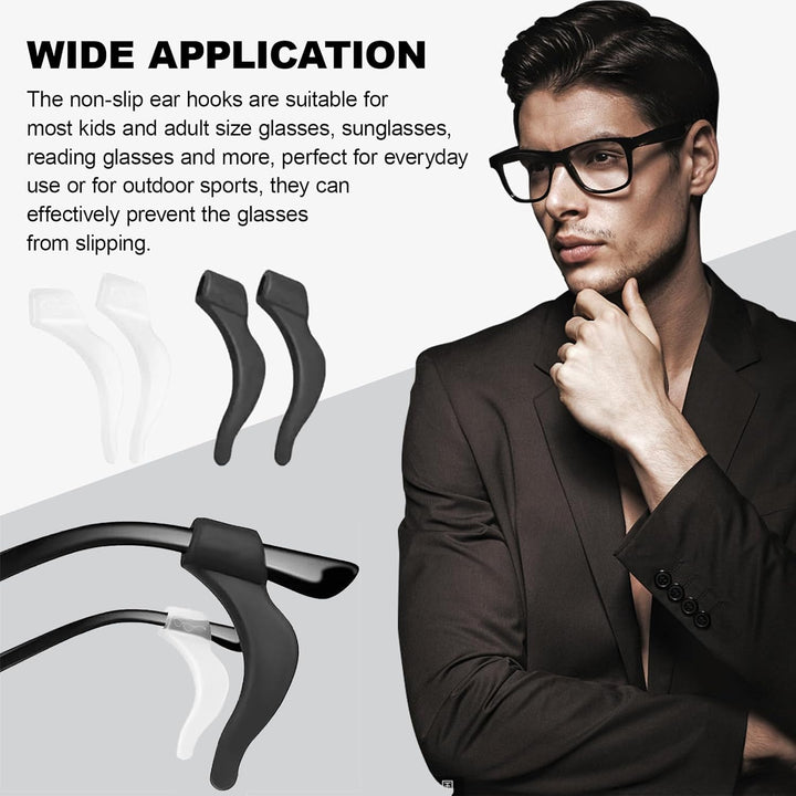 20 Pcs Silicone Ear Hooks, Silicone Glasses Ear Cushion Grip, anti Slip Eyeglass Ear Cushions, Glasses Ear Grips, Glasses Grips behind Ears,Glasses anti Slip,For Glasses, Sunglasses, Reading Glasses