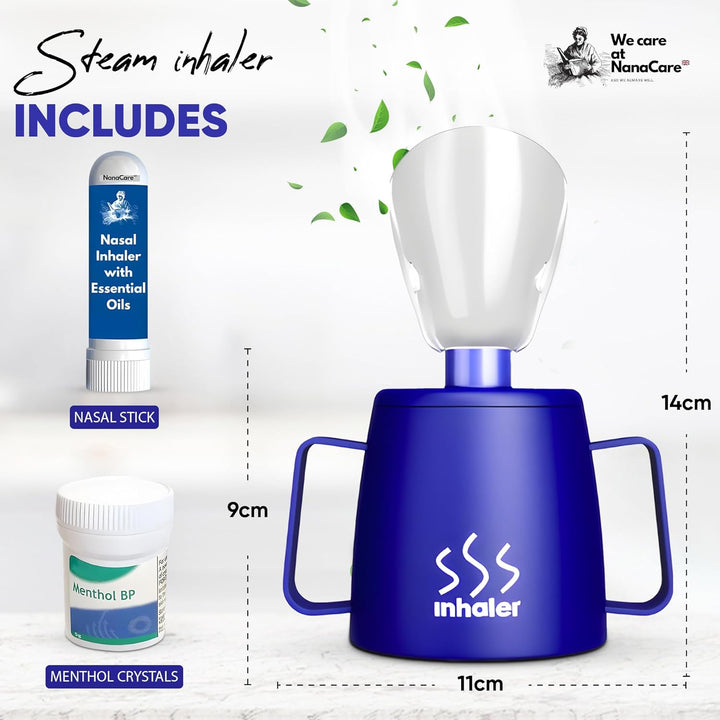 UK Steam Inhaler Cup with Powerful Menthol Crystals and Nasal Stick | the Personal Steam Inhaler Provides Relief from Flu, Colds, Blocked Nose and Cough | Suitable for Adults and Kids