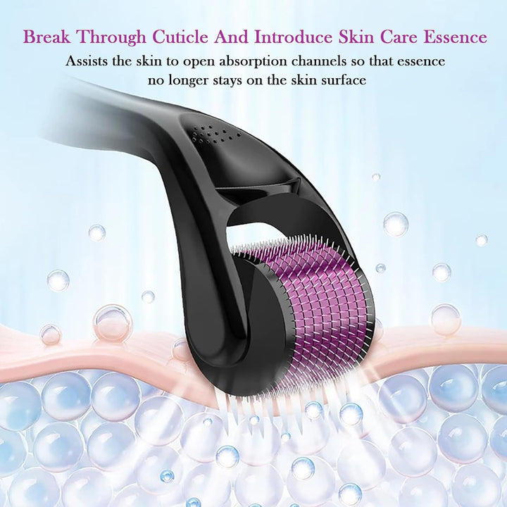 Derma Roller Microneedle Roller for Face 0.5Mm Needle 540 Micro Needle Roller Skin Care for Wrinkles, Derma Roller for Men Matte Black Beard Roller Beard Roller Hair Growth Kit with Case for Men Women