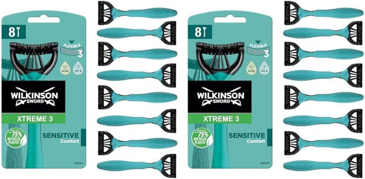 Xtreme 3 Sensitive Men'S Disposable Razors, Great Addition to Wash Bags for Men'S Grooming, Great Shavers for Routine Shaving, 8 Pack