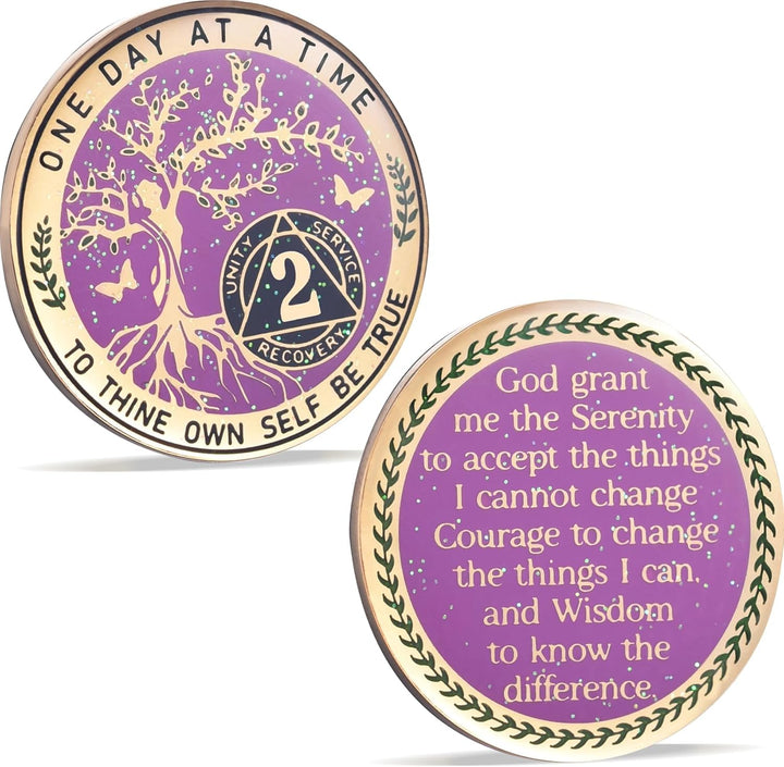 One Year Sobriety Coin AA Chips and Medallions Sobriety Coin for Women Tree of Life Recovery Coins Anniversary Token Sobriety Gifts Alcoholics Anonymous Gift - to Thine Own Self Be True