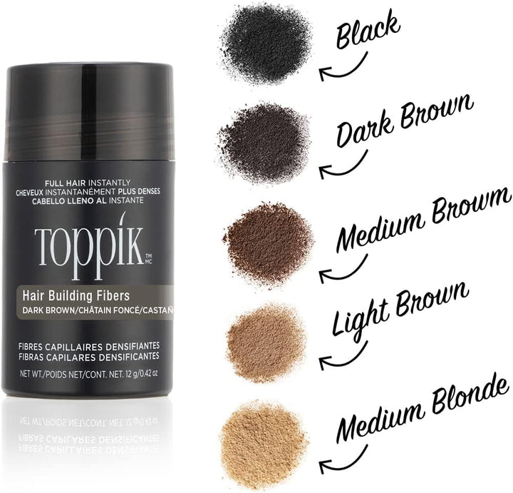 Toppik Hair Building Fibres Powder Brown Keratin-Derived for Naturally Thicker Looking 3G