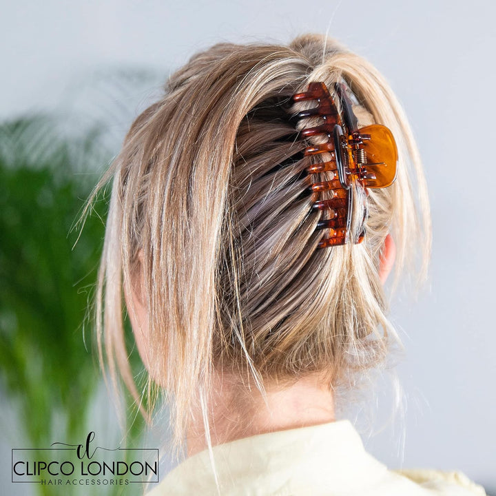 9Cm Hair Clips Women Girls Hair Claw Clips Non-Slip Grip Strong Hold Brown/Black Hair Clips for Fine Hair Shiny Sectioning Styling Clips 2PCS Claws Set