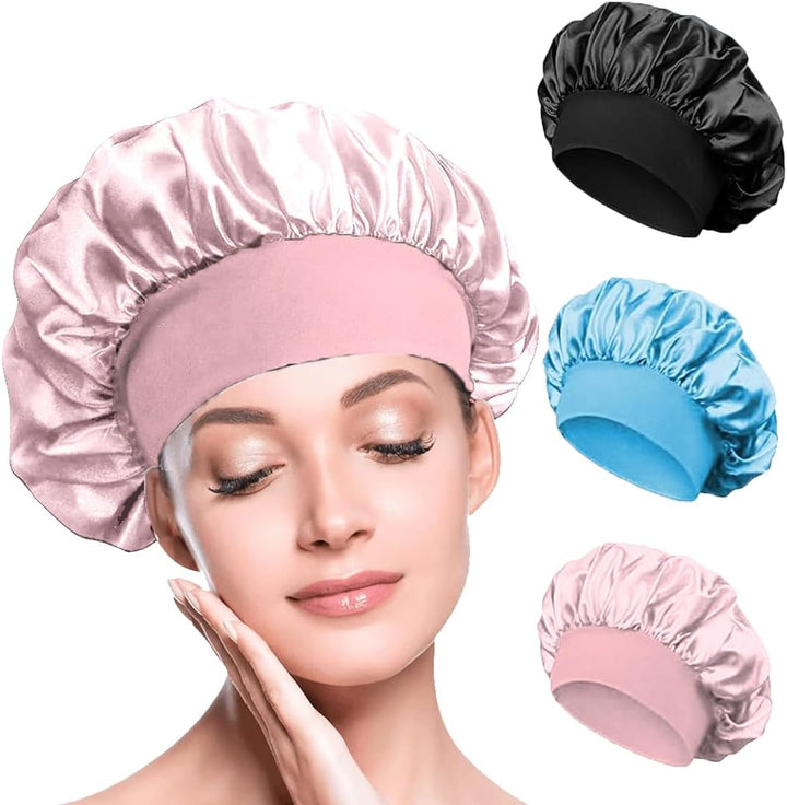 Satin Bonnet, Silk Bonnet for Sleeping, Night Hair Sleeping Caps with Wide Elastic Band, Satin Cap Is Suitable for Long and Curly Hair