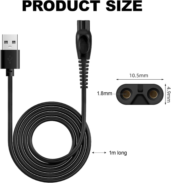 5V Cable for Philips One Blade Charger,Shaver Charger,Compatible with QP2724,QP2734,S3241,S3145,MG5910,MG9520,S7885,S7887,S5884,X3053,X3001,X5004,X5012, Durable, Lightweight, and Portable