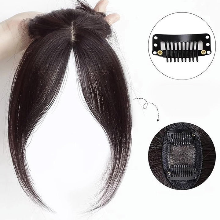 Natural Bangs Toppers Hairpieces for Covering White Loss Hair Bangs Hairpiece Replacement Black Fringe Toupee Wigs for Women with Bangs