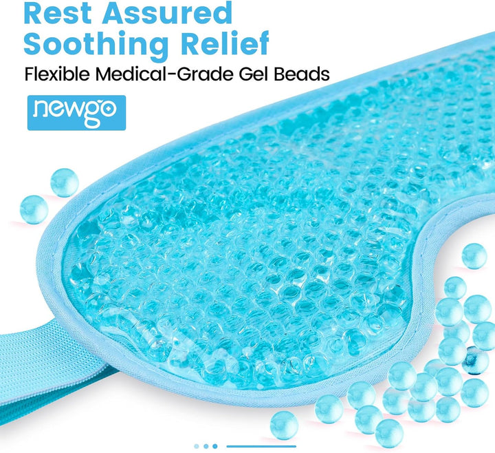 Cooling Eye Mask for Puffy Eyes, Reusable Hot Cold Therapy Gel Cold Eye Mask for Migraine, Headache, Dark Circles, Dry Swollen Eyes, Sinus Pain-Light Blue