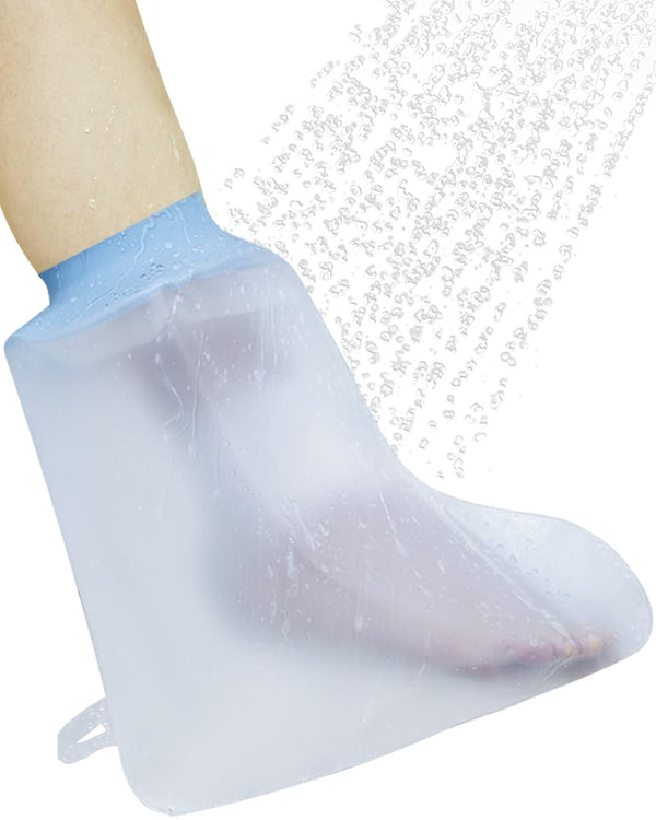 Waterproof Foot Cover for Shower, Soft Comfortable Cast Cover for Foot, Ankle Cast Covers for Shower Adult, Reusable Cast Protector, Elastic Cast Bag for Bandage, Wound Care Supplies