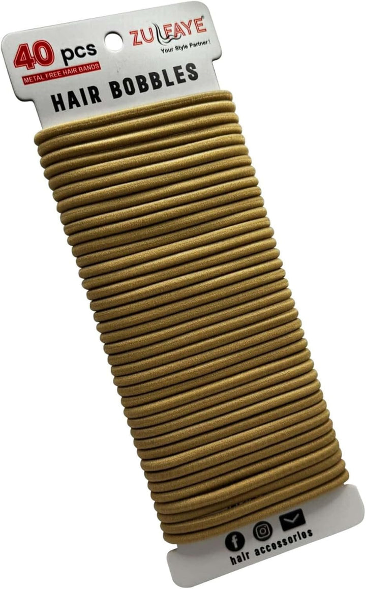 Hair Bobbles for Thick Hair, Elastic Hair Bands for Women, 4Mm Snag Free Strong Hair Ties No Damage for Girls, Hairbands Women, Ponytail Holders (Pack of 40 - Black)