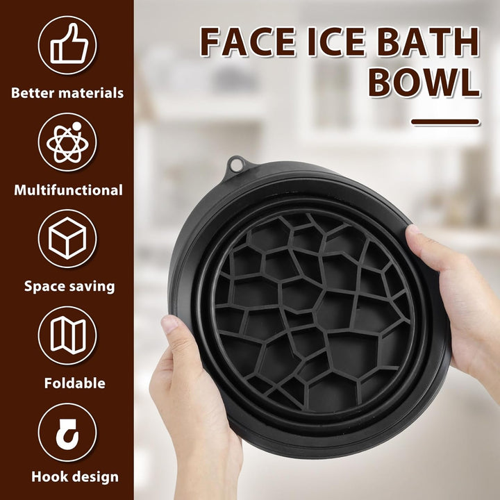 Face Bowl for Ice Quick Cooling Foldable Silicone Wash Basin with Built-In Ice Tray Portable Washing Basin for Puffiness Relief Soothe Skin Bathroom Accessories