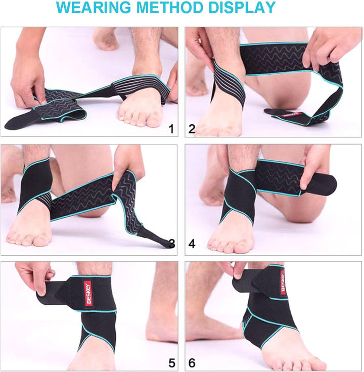 Ankle Support Brace Adjustable Breathable Elastic Nylon Material Fit for Most Size Use for Sports
