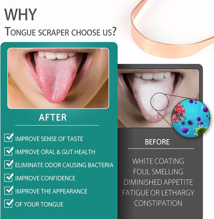 Copper Tongue Scraper for Adults (2 Pack), 100% Pure Copper, Naturally Anti-Microbial, Banishes Bad Breath and Maintains Oral Hygiene, Tongue Cleaner with Travel Case, Easy to Use and Clean