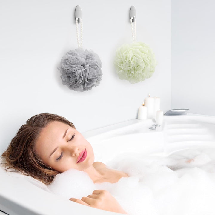 4 Pack Mesh Pouf Bath Sponge - Mesh Loofah Body Exfoliating Shower Ball Shower Sponge