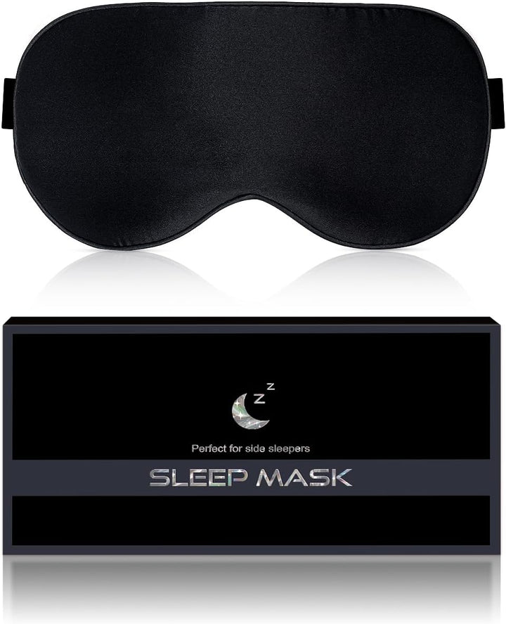 Silk Sleep Mask, 22-Momme 100% Pure Mulberry Silk Light-Blocking Eye Mask with Adjustable Strap, Hypoallergenic, Gifts for Women and Men (Blue)