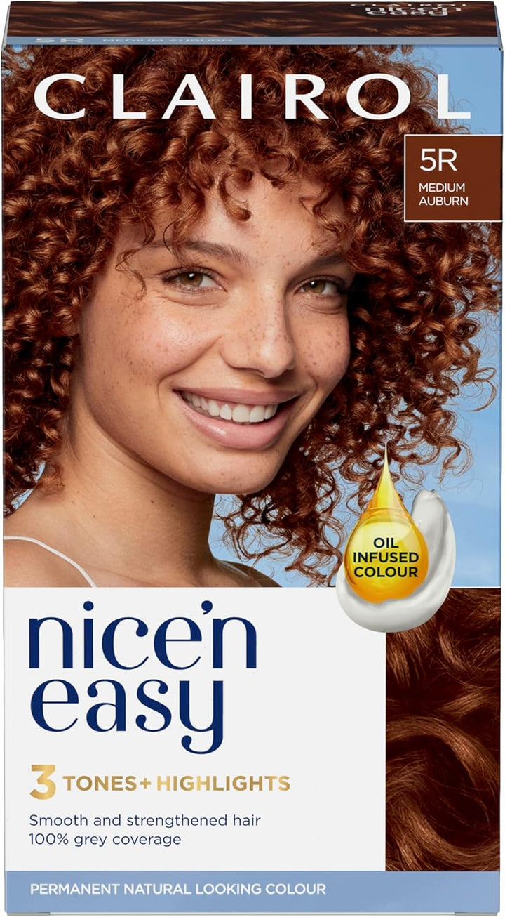 Nice'N Easy Crème, Natural Looking Oil Infused Permanent Hair Dye, 6R Light Auburn, Packaging May Vary