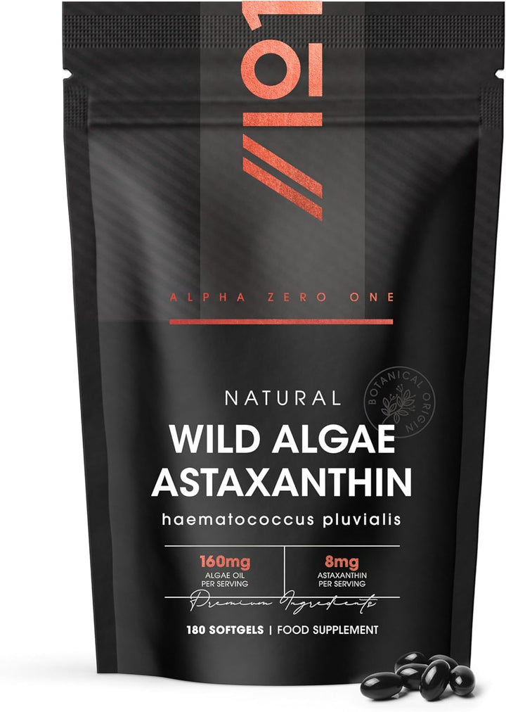 Wild-Algae Astaxanthin 160Mg - High Strength Providing 8Mg Astaxanthin Antioxidant - 90 Softgels - Resealable and Recyclable Pouch by