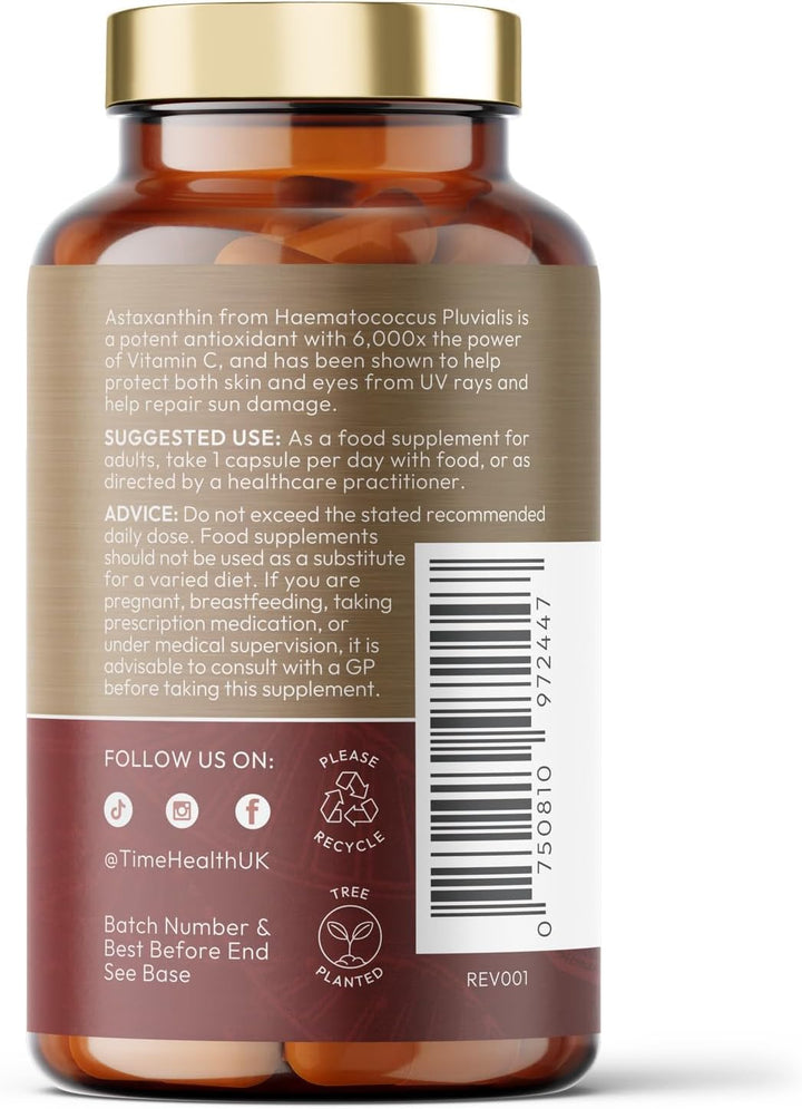 Astaxanthin - 7Mg Optimal Dose - 120 Capsules - Super Antioxidant - Haematococcus Pluvialis - 100% Pure Natural Bioavailable 4 Month Supply - UK Manufactured - Zero Additives