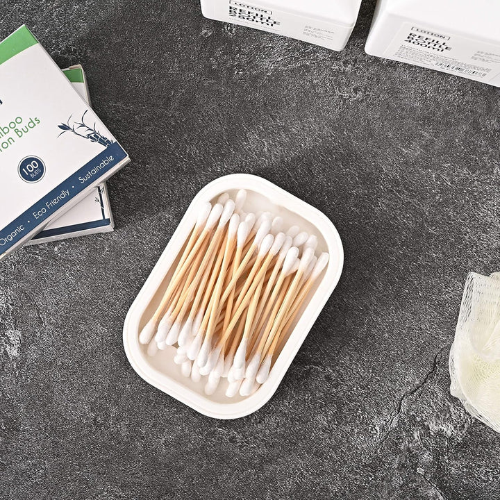 600 Premium Bamboo Cotton Buds, 100% Biodegradable and Plastic Free Ear Buds Cotton, Great Alternative to Plastic Cotton Buds, Swabs and Earbuds (600 Count)