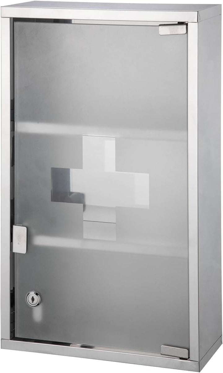 3 Shelf Medicine Cabinet Large 50 X 30 X 12Cm– Stainless Steel, Wall Mounted, Lockable Medicine Cabinet, First Aid Secure Storage for Home, Office, School, Hospitals & Lab