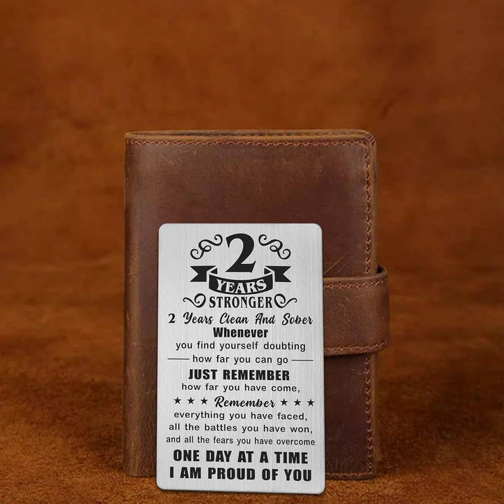 2 Year Sober Card - 2 Year Sobriety Gifts for Women Men - 2 Year Clean and Sober Gifts - 2 Yr Addiction Recovery Engraved Wallet Cards Token