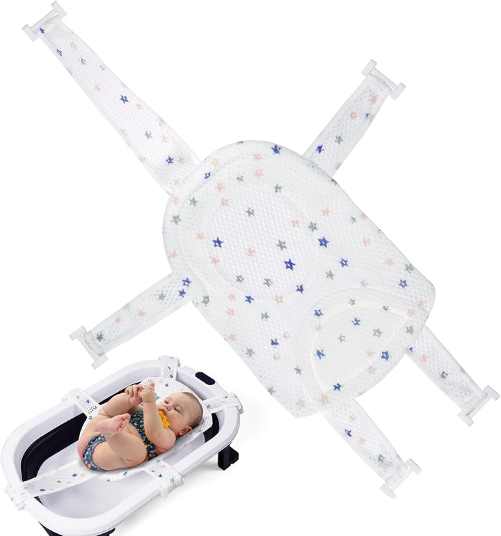 Newborn Baby Bath Seat Support and Pad - Non Slip Bathtub Net, Adjustable Cushion for 0-3 Years