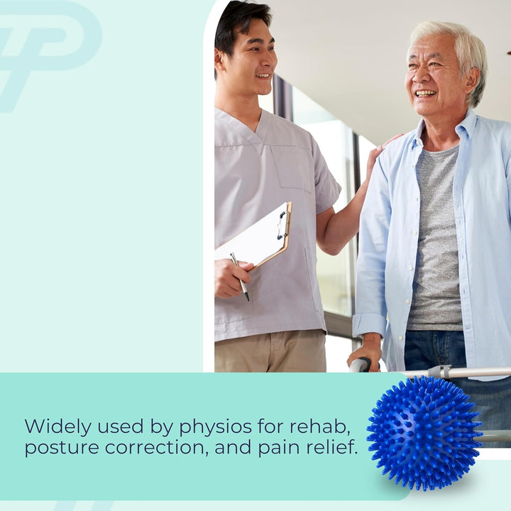 Soft Spikey Massage Ball for Deep Tissue, Trigger Point & Myofascial Release – Foot, Glutes & Back Massage – Plantar Fasciitis & Physio Ball – 10Cm, Blue