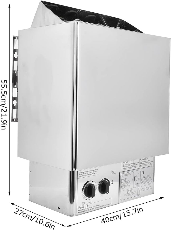 6KW 220V Electric Sauna Heater Stainless Steel Sauna Heating Stove with Internal Controller, Wet and Dry Bath Sauna Box Sauna Room Equipment for Home Hotel Spa Shower Steam Room