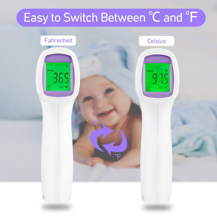 Forehead Thermometer for Adults Kids, Non-Contact Infrared Thermometer with Fever Alarm, Digital Thermometer with 32 Sets of Memory Data, Thermometer for Adults and Kids