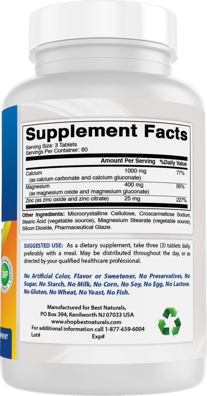 Calcium Magnesium Zinc Essential Mineral Complex 180 Tablets