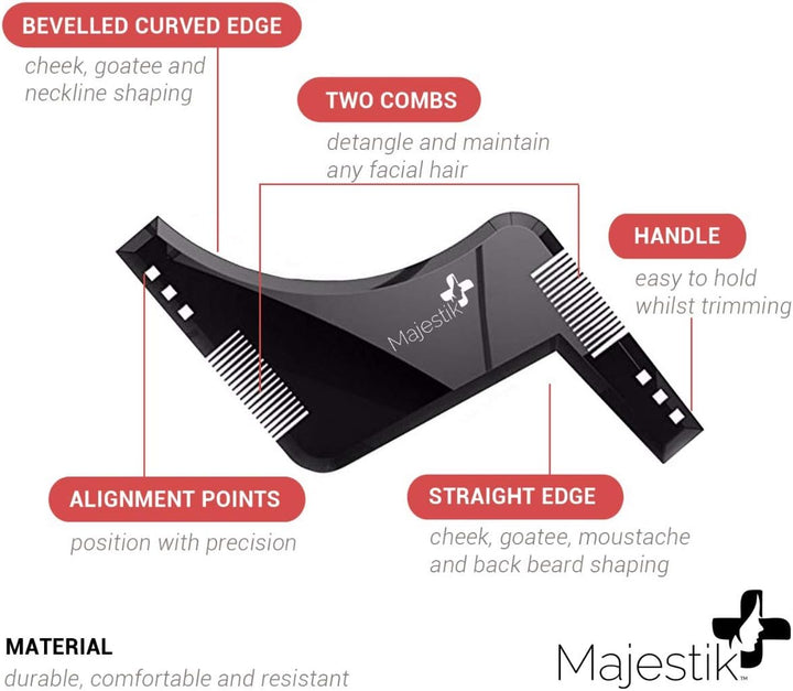 The Beard Styling Black Template Stencil for Men Lightweight and Flexible One Size Fits All Curve Step Cut Neckline Goatee Beard Shaping Tool by