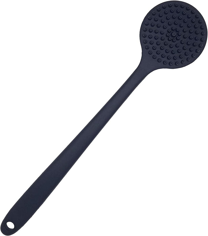 Back Scrubber for Shower Soft Silicone Bath Body Brush with Long Handle (Black)