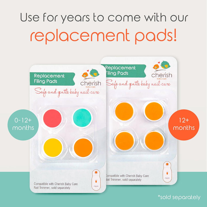 Award-Winning Electric Baby Nail File - Automatic Safety Stop, Baby Nail File Electric with 4 Filing Pads from 0 to 12+ Months, Includes Travel Case