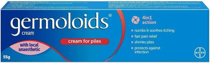 Haemorrhoid Cream, Piles Treatment with Anaesthetic to Numb the Pain & Itch, 55 G, Pack of 1, (Packing May Vary).