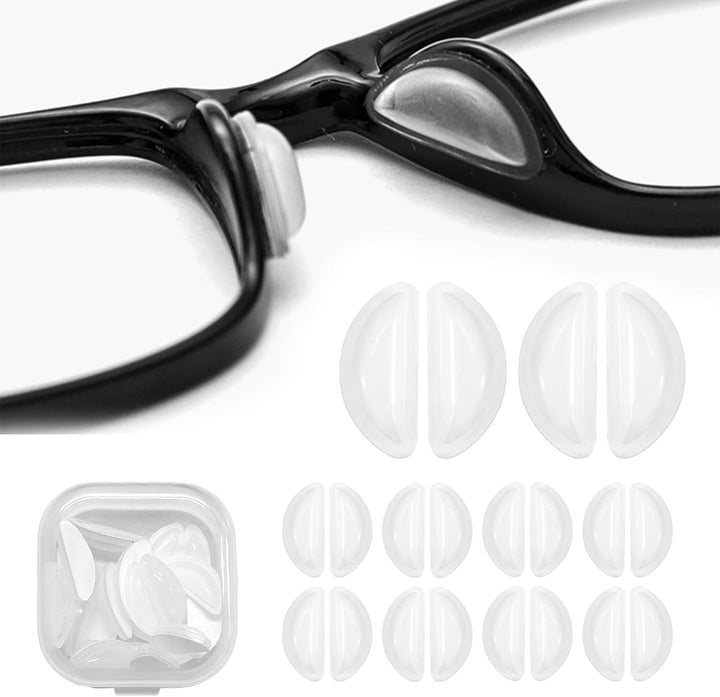 24 Pairs Silicone Nose Pads for Glasses Stick On,Anti-Slip Pads to Stop Glasses Slipping down Nose,Durable & Comfortable Glasses Nose Pads,15 X 6 X 1.5 Mm (Transparent) with Storage Plastic Box