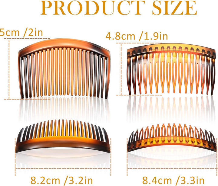 12 Pieces Women French Side Combs, Plastic Hair Combs Slides Twist Decorative for Girls Strong Hold Hair Clips Accessories for Bridal Wedding(16 and 23 Teeth)