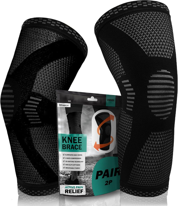 Knee Compression Sleeve - Best Knee Brace for Knee Pain for Men & Women Knee Support for Running, Basketball, Volleyball, Weightlifting, Gym, Workout, Sports