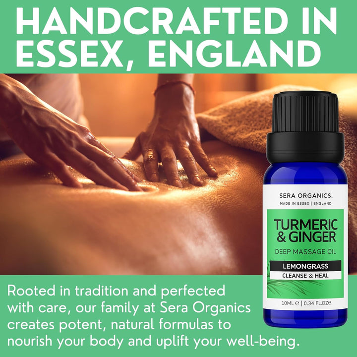 Turmeric Massage Oil with Lemongrass – Natural Relief for Joint Pain, Muscle Fatigue & Lymphatic Drainage │ Anti-Inflammatory Deep Tissue Oil for Circulation Support – 10Ml by