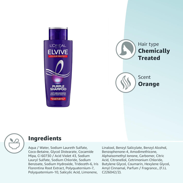 L'Oreal Paris Elvive Colour Protect Anti-Brassiness Purple Shampoo, 200Ml