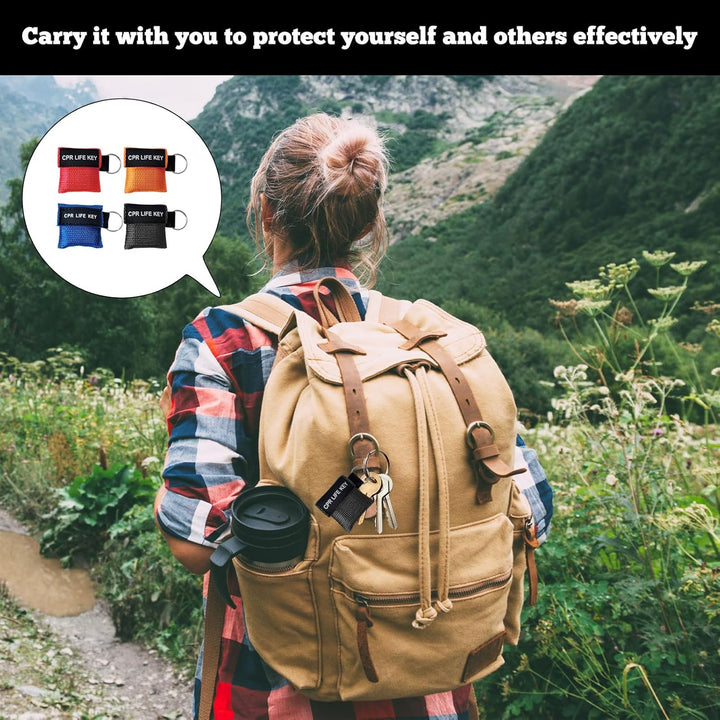 CPR Face Shields Keyring,4 Pcs with Breathing Choking Rescue Device,Portable CPR Mask Keychain,Emergency anti Choking Device UK for Accident Prevention Ventilation Face Shield First Aid