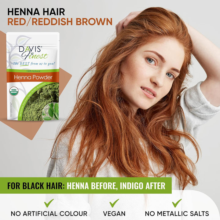 Henna Indigo Hair Dye 200G, Combo Pack, Organic, 100G Henna & 100G Indigo, Natural Hair Colour Beard Dye, Ppd-Free, Vegan