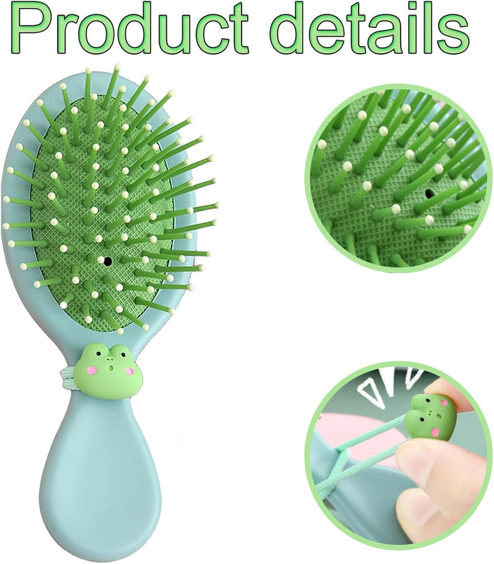 2Pcs Toddler Hair Brush Kids Hair Brush Set,Massage Comb Small Hair Paddle Brush for Thick Curly Thin Long Short Wet or Dry Hair Provide Effective Way for Daily Hair Care(Little Bear and Little Frog).
