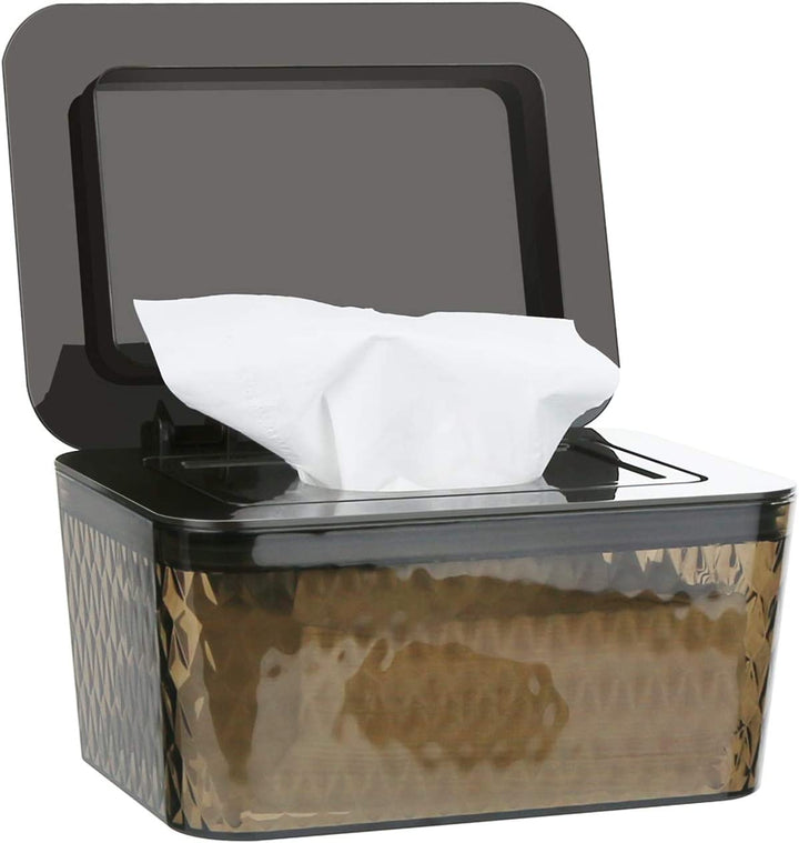 Wet Wipes Box, Large Capacity Wipes Box Container Plastic Wipes Napkin Tissue Holder Dispenser with Dustproof Lid (White)