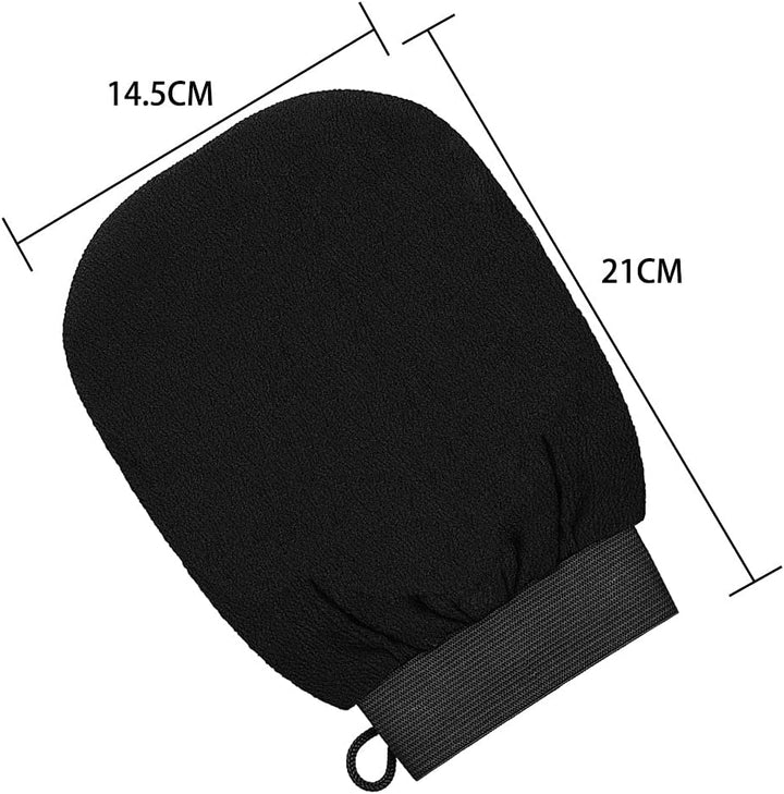 4 PCS Exfoliating Gloves, Exfoliation Scrubbing Mitt Black Deep Body Exfoliating Glove Dead Skin Remover Shower Body Scrub Gloves for Women and Men, Ingrown