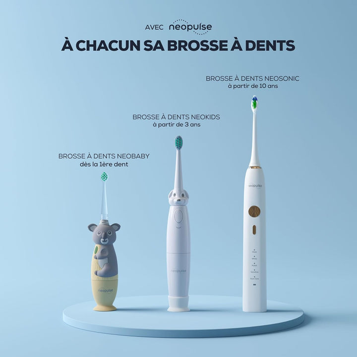 ® - Pack of 2 Ultra-Soft Nylon Brush Heads Refills - NEOBABY® Sonic Electric Toothbrush for Babies - from 0 to 3 Years Old - Suitable for Babies