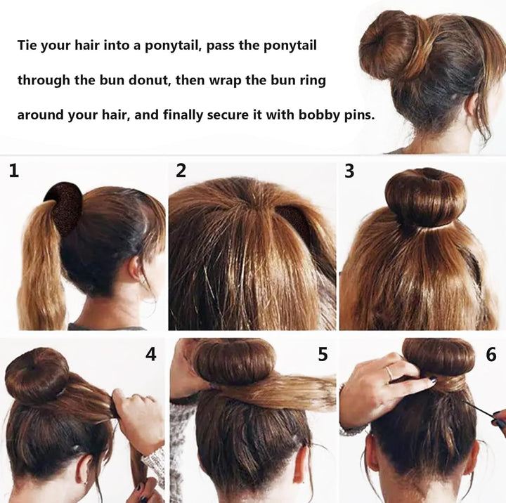 4 Pcs Ring Style Donut Bun Shaper with 20 Hair Pins,Hair Donut Brown Hair Donuts,Hair Donut Bun Maker Set,Hair Bun Donut for Girls Kids Women DIY Chignon Hair Styles Dancer Ballerina(Brown)