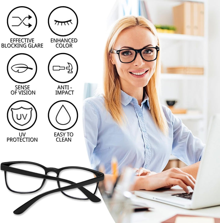2 Pack Blue Light Blocking Glasses, Reading Glasses for Women Men Slim round Frame Lightweight anti Blue Light Computer Gaming Glasses Reading Glasses anti Glare anti Eyestrain