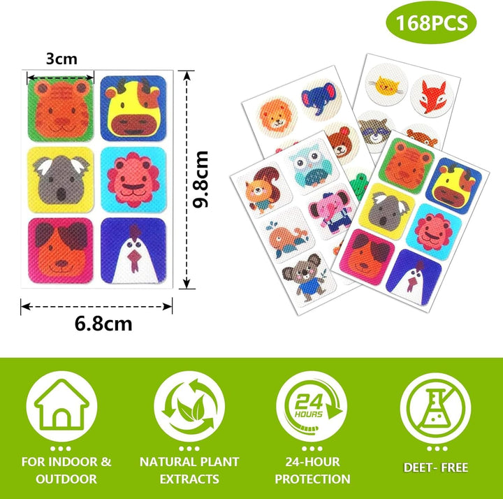 Mosquito Repellent for Children and Adults, Natural Plant Repellent Patches, Multi-Color, 24 Hours Protection, Skin Safety, Waterproof Mosquito Repellent Patches (1 Count (Pack of 168))